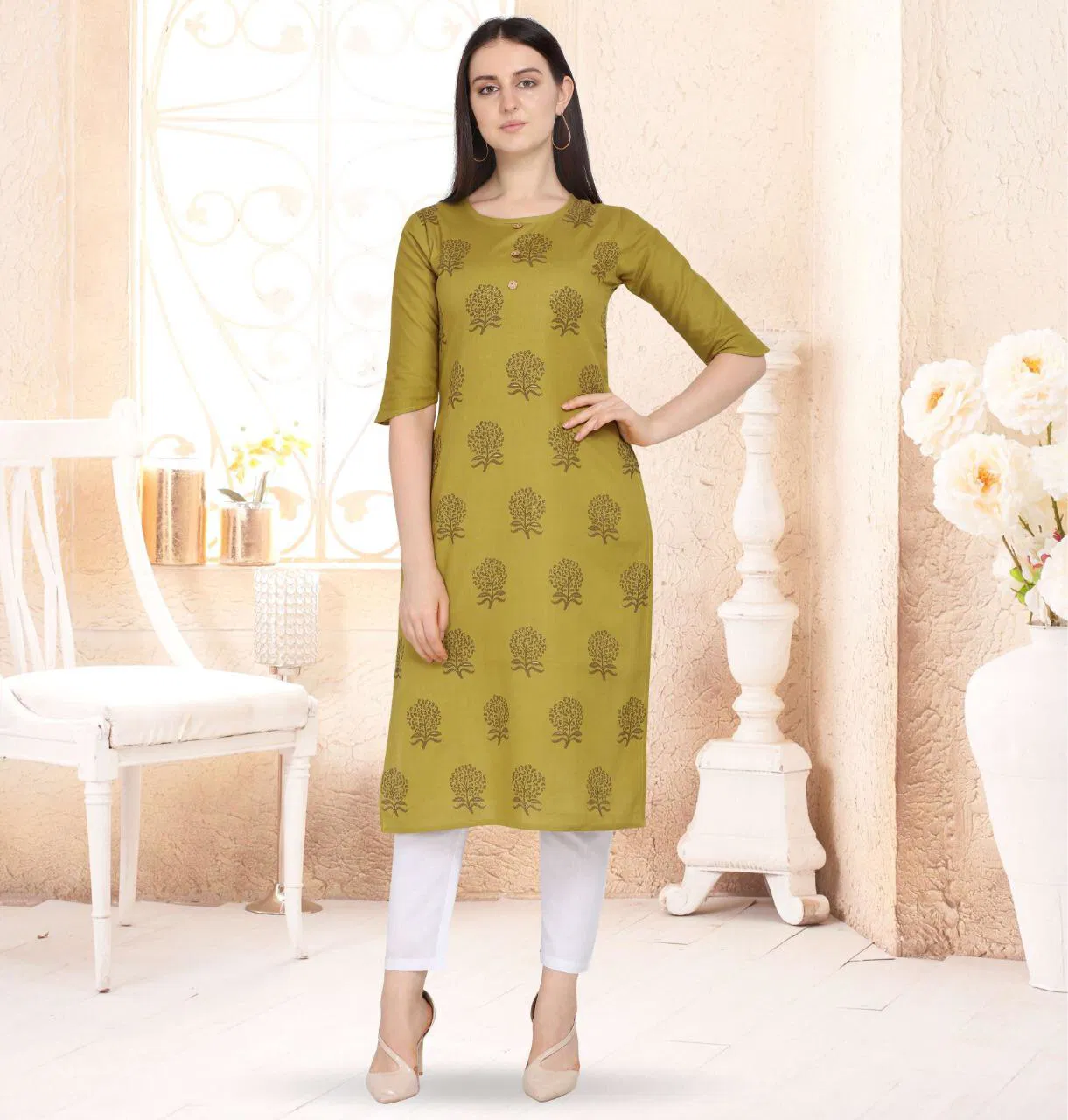 Joya Designer Cotton Kurtis with Floral Print work collection